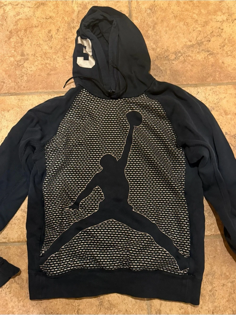 Nike Navy and White Jumpman Pullover Hoodie